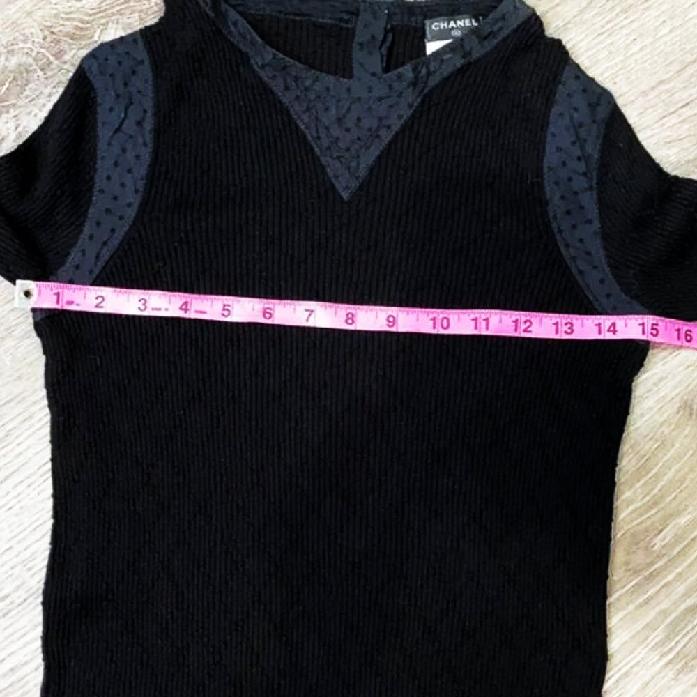 Classic Chanel Solid Black Ribbed Stretch Dress - image 6